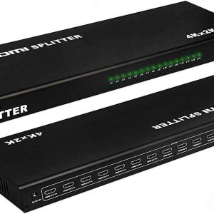 HDMI Splitter 1 in 16 Out 16 Port 1x16 Full HD 1080P HDMI 1.4 Splitter with Switcher Converter Support 4KX2K 3D Digital Audio Format-Black